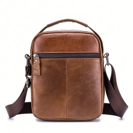 [Genuine Leather Crossbody Bag] Niu Genuine Leather Crossbody Bag with Adjustable Shoulder Strap, Double Compartment Design - Premium Top-Grain Leather, Multiple Zipper Pockets & Ergonomic Padded Back 51.39
