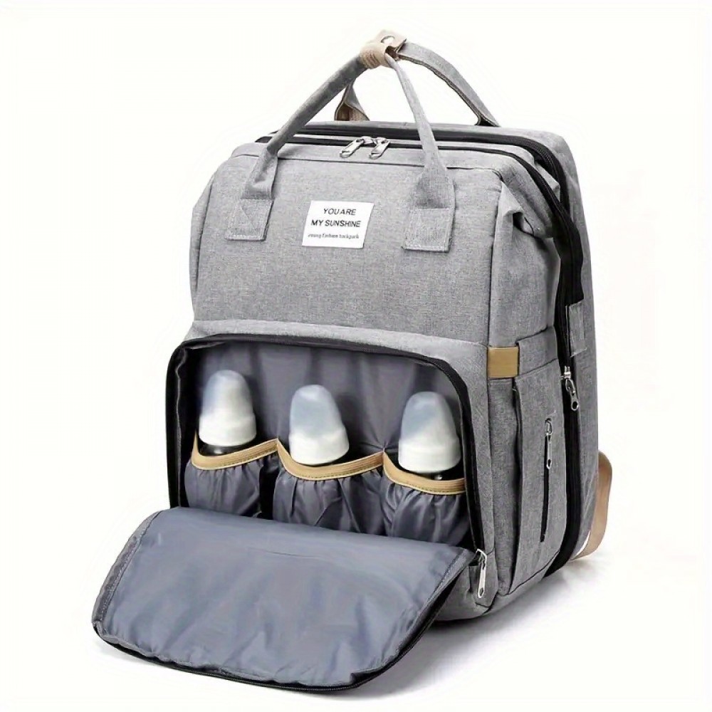 Personalized Embroidery Diaper Bag for Women, Large Capacity Mommy Backpack with Portable Foldable Design, Lightweight Travel Bag with Stroller Straps, Custom Name for Maternity, Hospital, Vacation, Outing