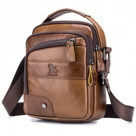 [Genuine Leather Crossbody Bag] Niu Genuine Leather Crossbody Bag with Adjustable Shoulder Strap, Double Compartment Design - Premium Top-Grain Leather, Multiple Zipper Pockets & Ergonomic Padded Back 51.39