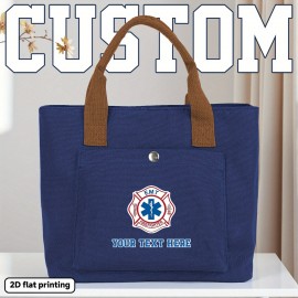 Customizable EMT Firefighter Badge Backpack - Personalized Text/Design, Heavy-Duty Portable Handbag with Top Handle, for First Responders, Medical Professionals
